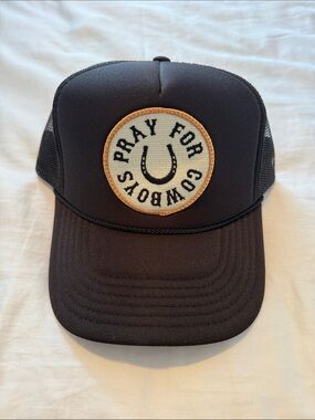 Pray For Cowboys Black Trucker Hat with Horseshoe Patch (Never Been Worn)